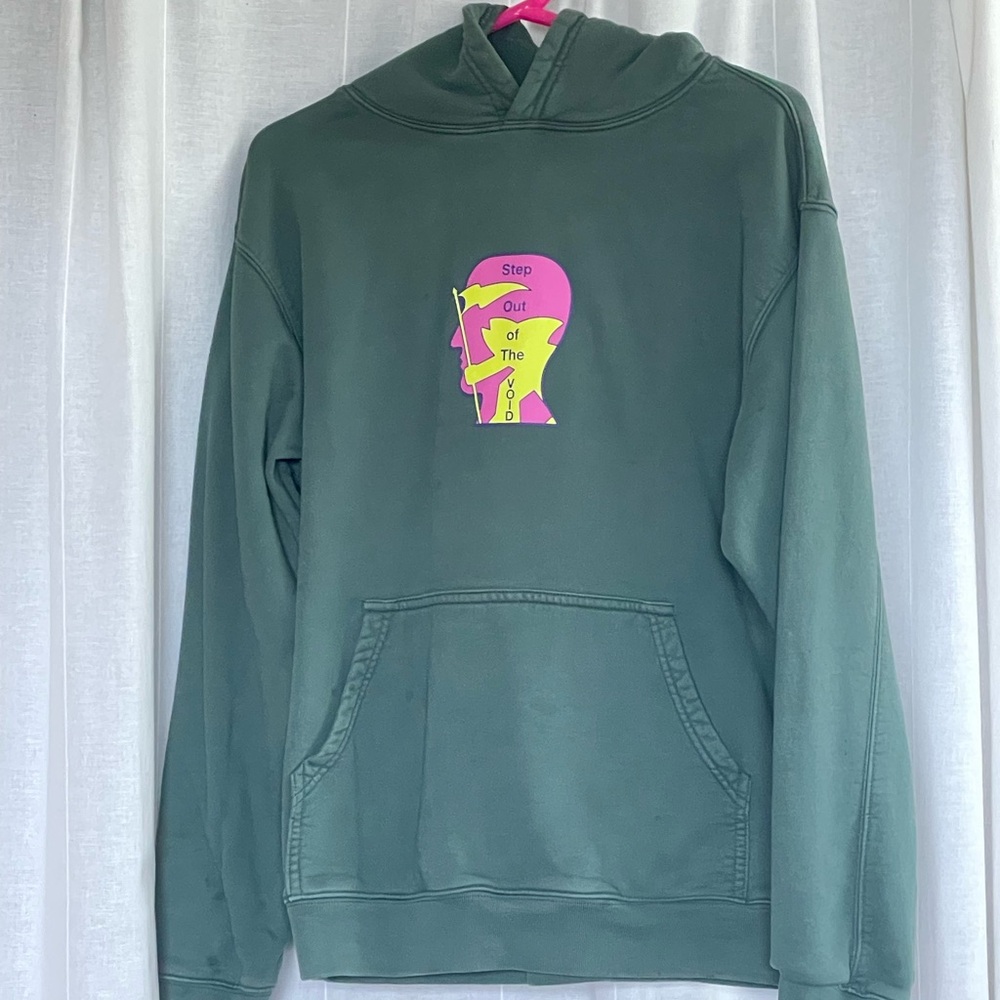 Brain Dead Green Hoodie with Pink Graphic